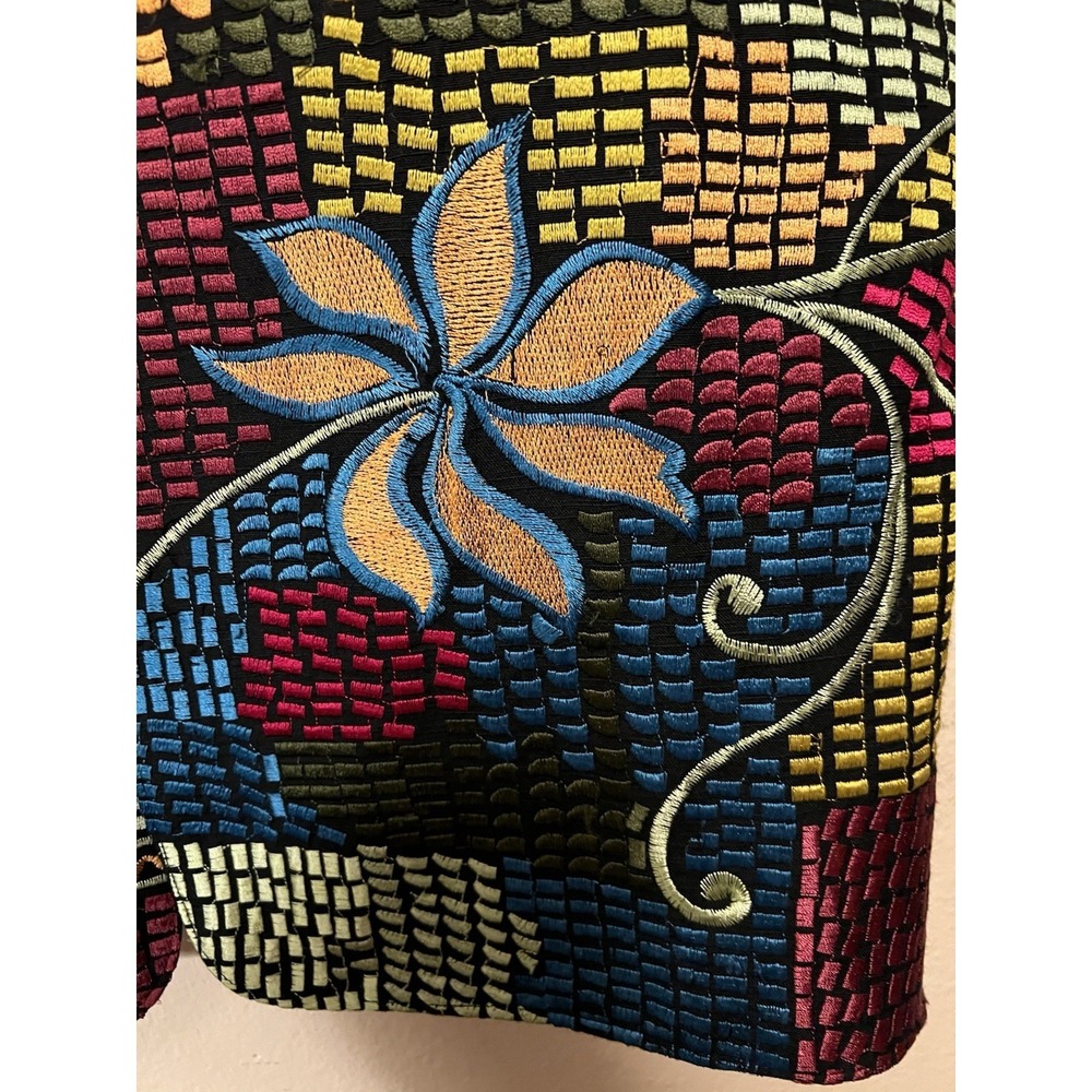 Chico's Embroidered Vest Boho Artsy Festival Floral Multi Color Women's Size 1/M - Picture 5 of 12